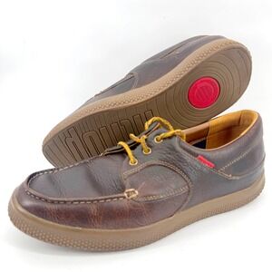 FitFlop Micro Wobble Board Boat Shoes Mens 11 Brown Leather Moc Comfort Resort